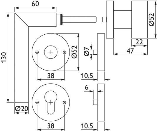HERMAT Wechselgarnitur 1802/2036.K,Ros.,rd.,PZ,8,ER,TS 38-42