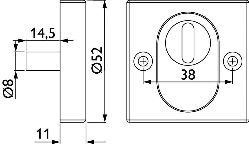 HERMAT Schutzrosette 2011.KS/AUßEN,eckig,15mm,ZA/PZ,ähnlich RAL 9005