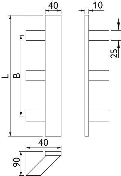 Hermat Stoßgriff Serie 8022 SL gk / 40 x 10 mm gerade Länge 1600 mm, Achsmaß
