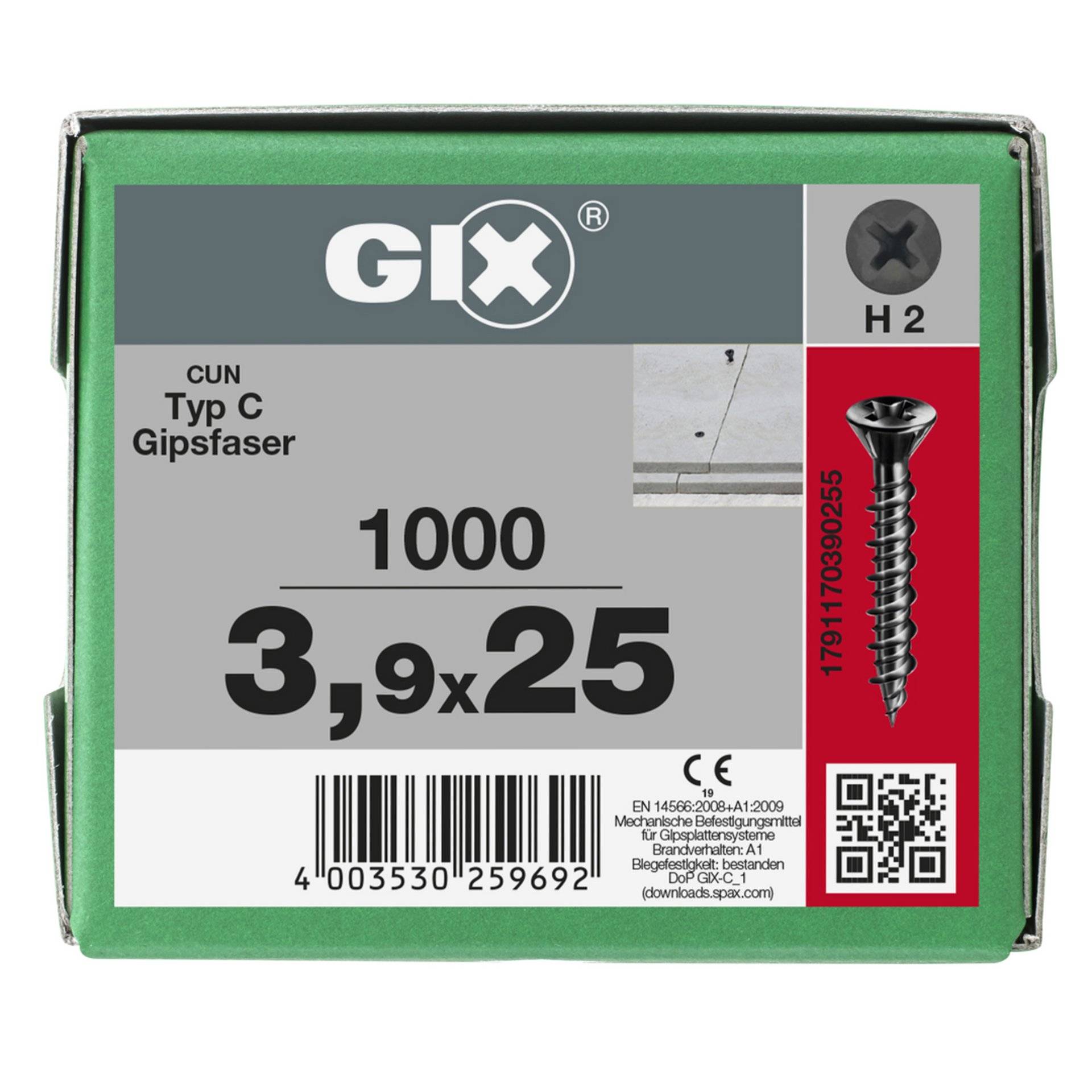 GIX-C SEKO FRAESRIPPEN 3,9 x 25 H2 HILO-GEWINDE PHOSPHATIERT