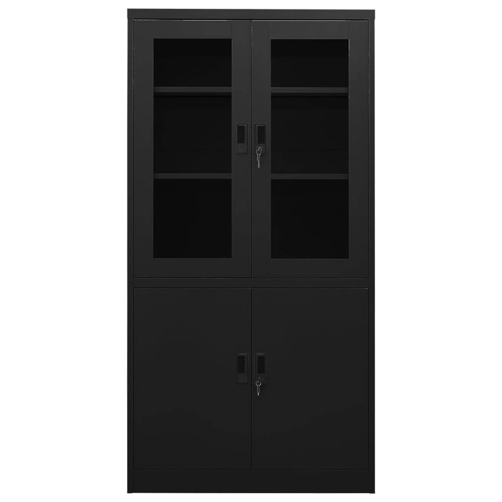 vidaXL Büroschrank Schwarz 90x40x180 cm Stahl