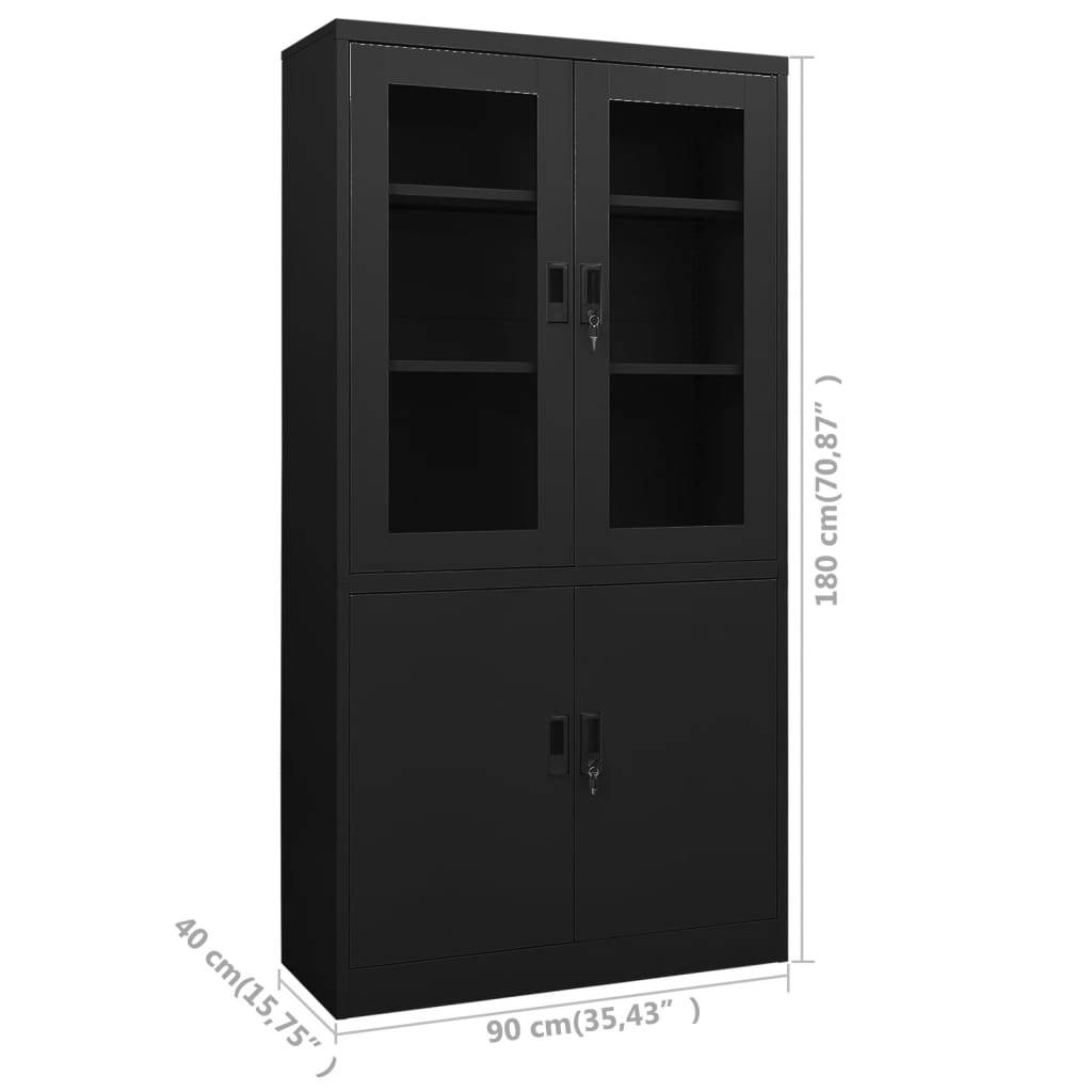 vidaXL Büroschrank Schwarz 90x40x180 cm Stahl