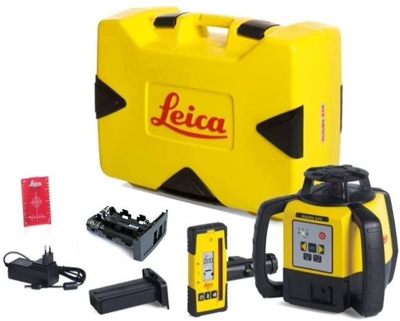 Leica Rugby 640 Rotationslaser mit Rod Eye 160 Digital, Li-ion Akku, Ladegerät, Koffer