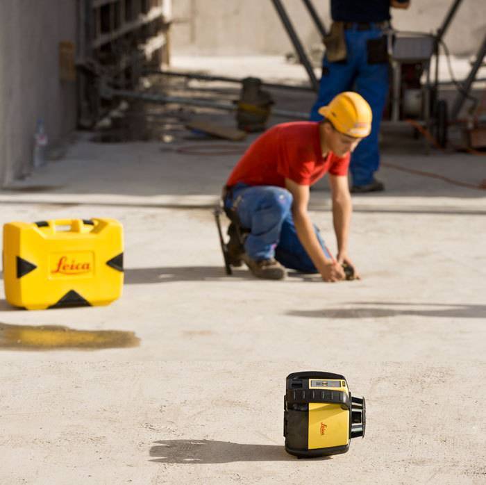 Leica Rugby 640 Rotationslaser mit Rod Eye 160 Digital, Li-ion Akku, Ladegerät, Koffer