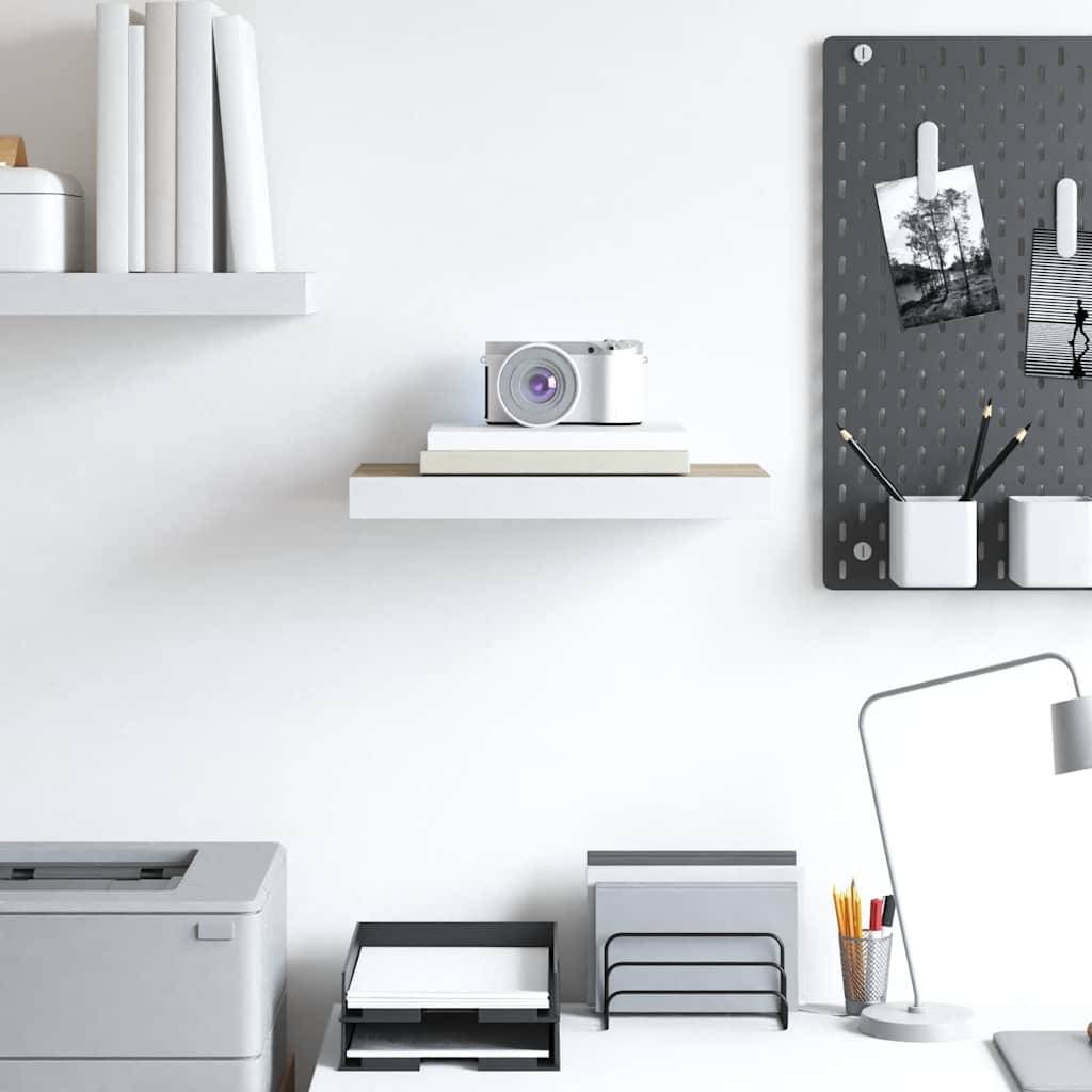 vidaXL Schweberegal Eichen-Optik und Weiß 50x23x3,8 cm MDF