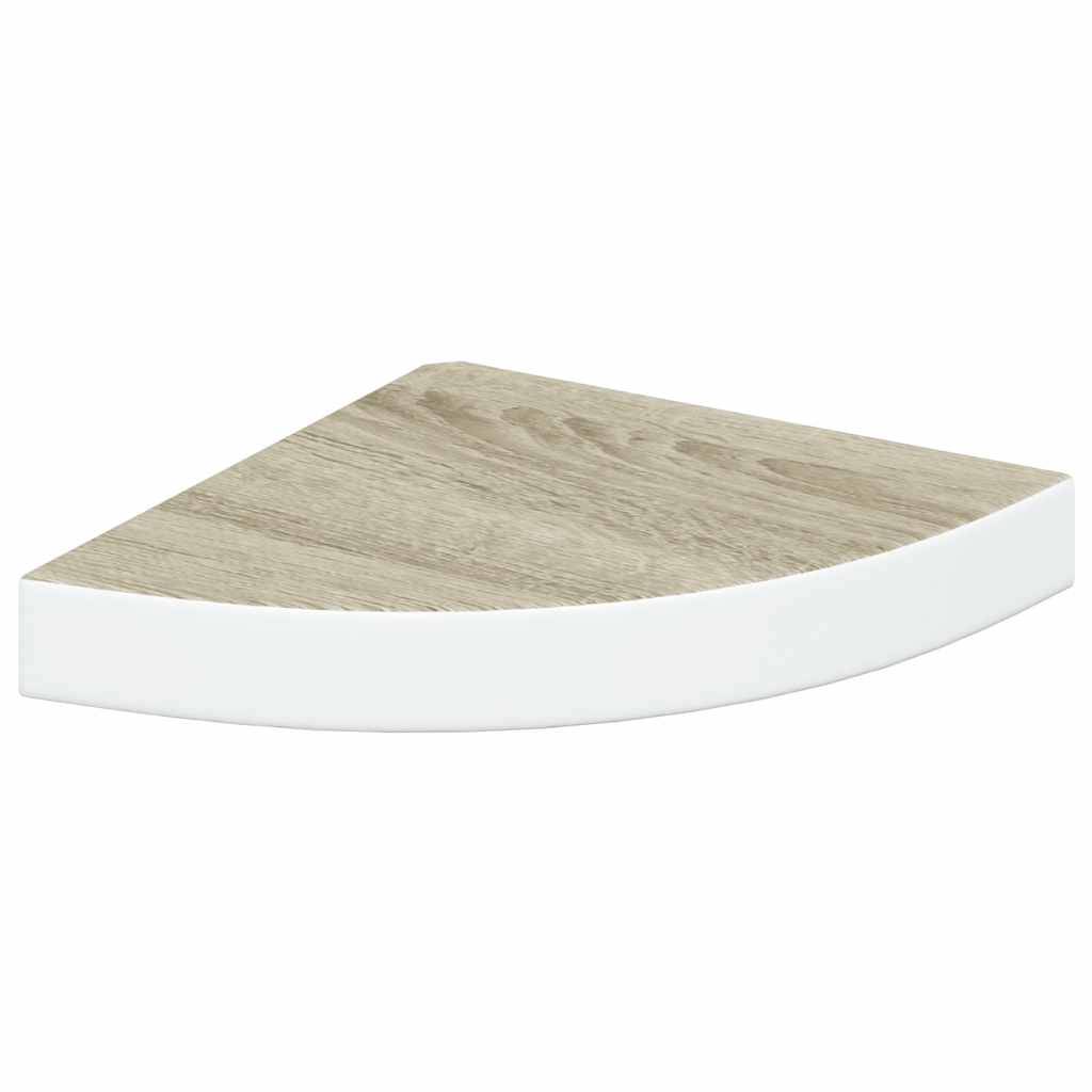 vidaXL Eck-Schweberegal Eichen-Optik und Weiß 25x25x3,8 cm MDF