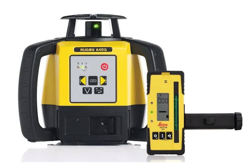 Leica Rugby 640G Rotationslaser mit grünem Laserstrahl + RE 120G Laser Empfänger