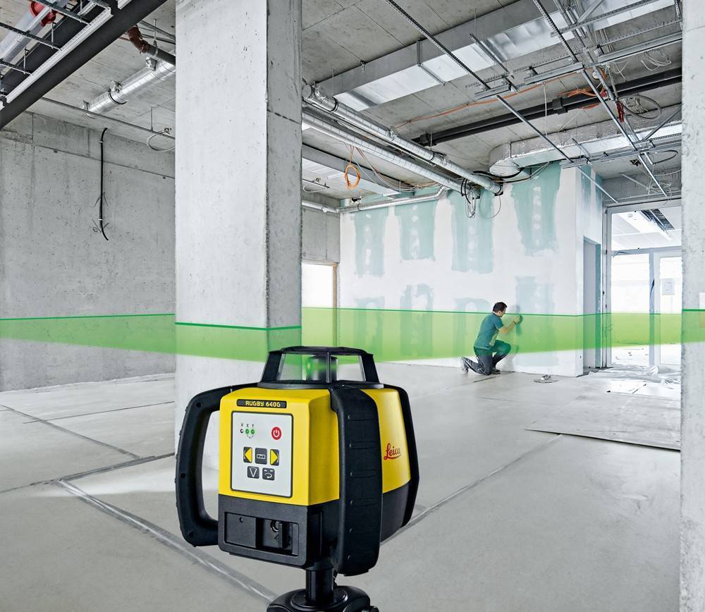 Leica Rugby 640G Rotationslaser mit grünem Laserstrahl + RE 120G Laser Empfänger