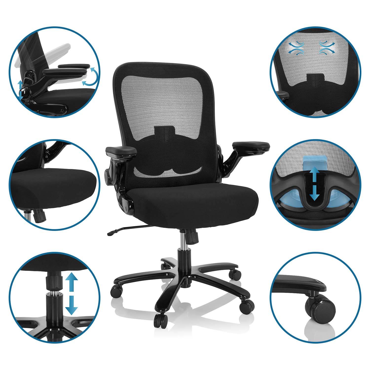 Schwerlaststuhl Bürostuhl INSTRUCTOR SW I - XXL Netzstoff Stoff schwarz hjh OFFICE