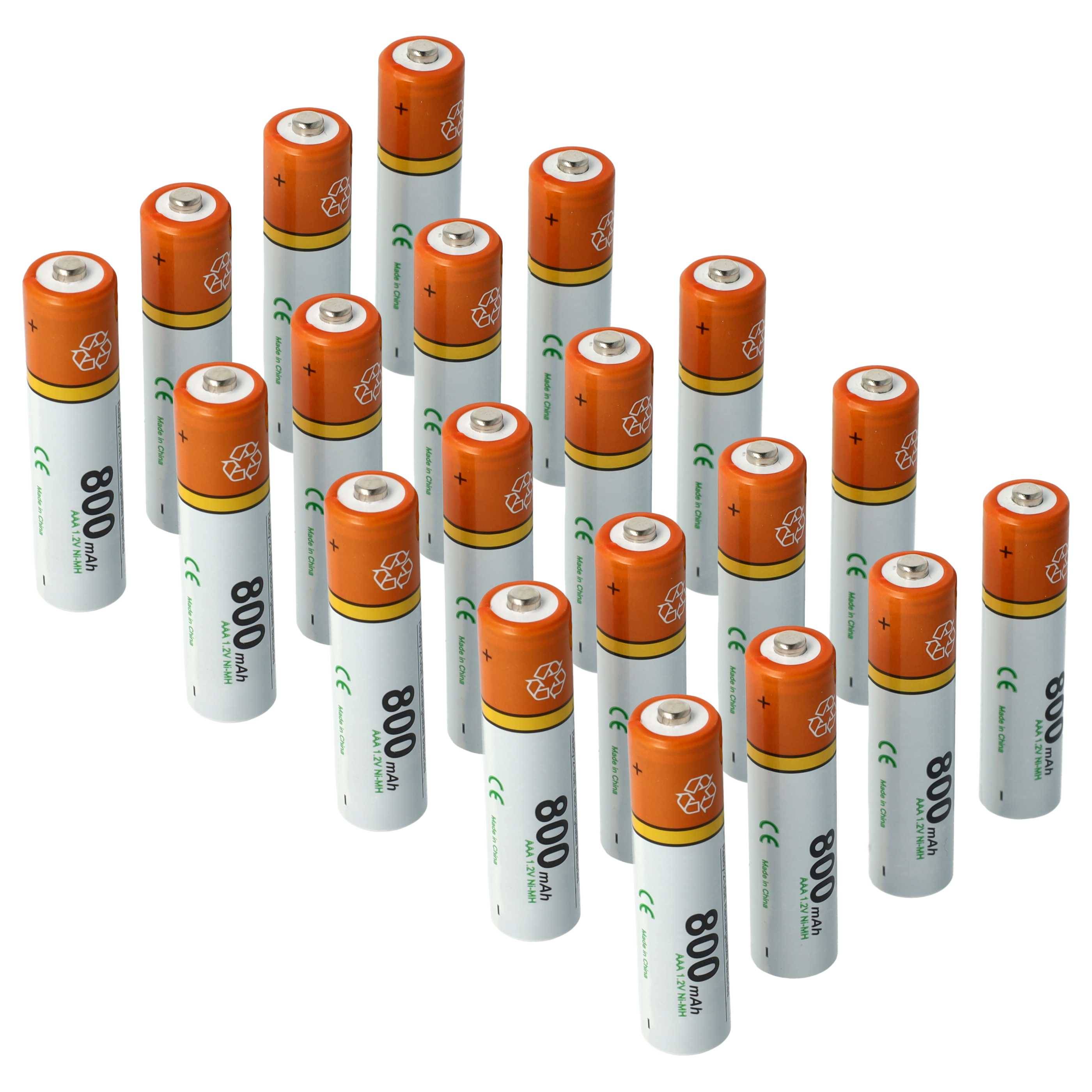 vhbw 20x AAA Micro Akku kompatibel mit NUK Eco Control 266, 267 schnurlos Festnetz Telefon (800 mAh, 1,2 V, NiMH)