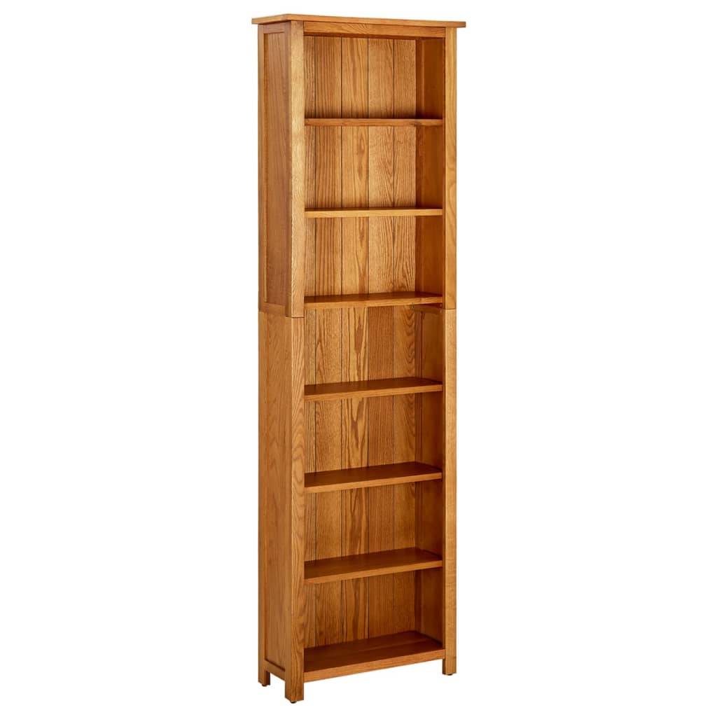 vidaXL Bücherregal 7 Fächer 60x22x200 cm Massivholz Eiche
