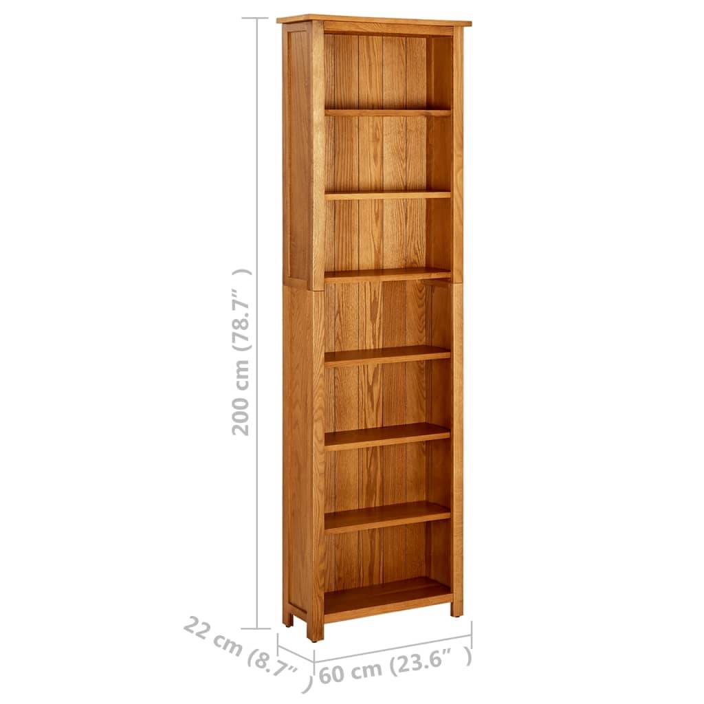 vidaXL Bücherregal 7 Fächer 60x22x200 cm Massivholz Eiche