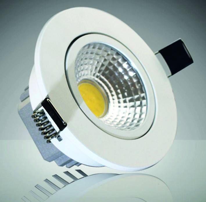 ChiliTec 20895 LED-Einbauleuchte "COB-5", 5W, 420lm ALU, 3000K, 95°, Ø85xT47mm, Rahmen weiß