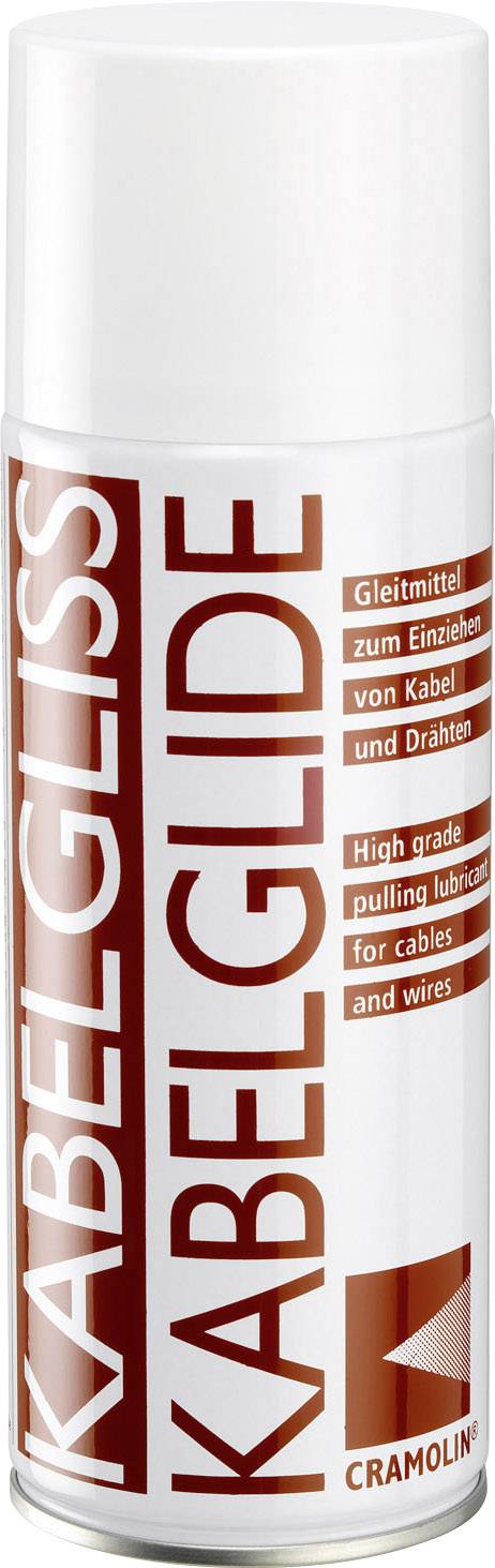 'Kabelgliss' Spraydose. Aufschrift: 'Gleitmittel zum Einziehen von Kabel und Drähte. High grade pulling lubricant for cables and wires.'