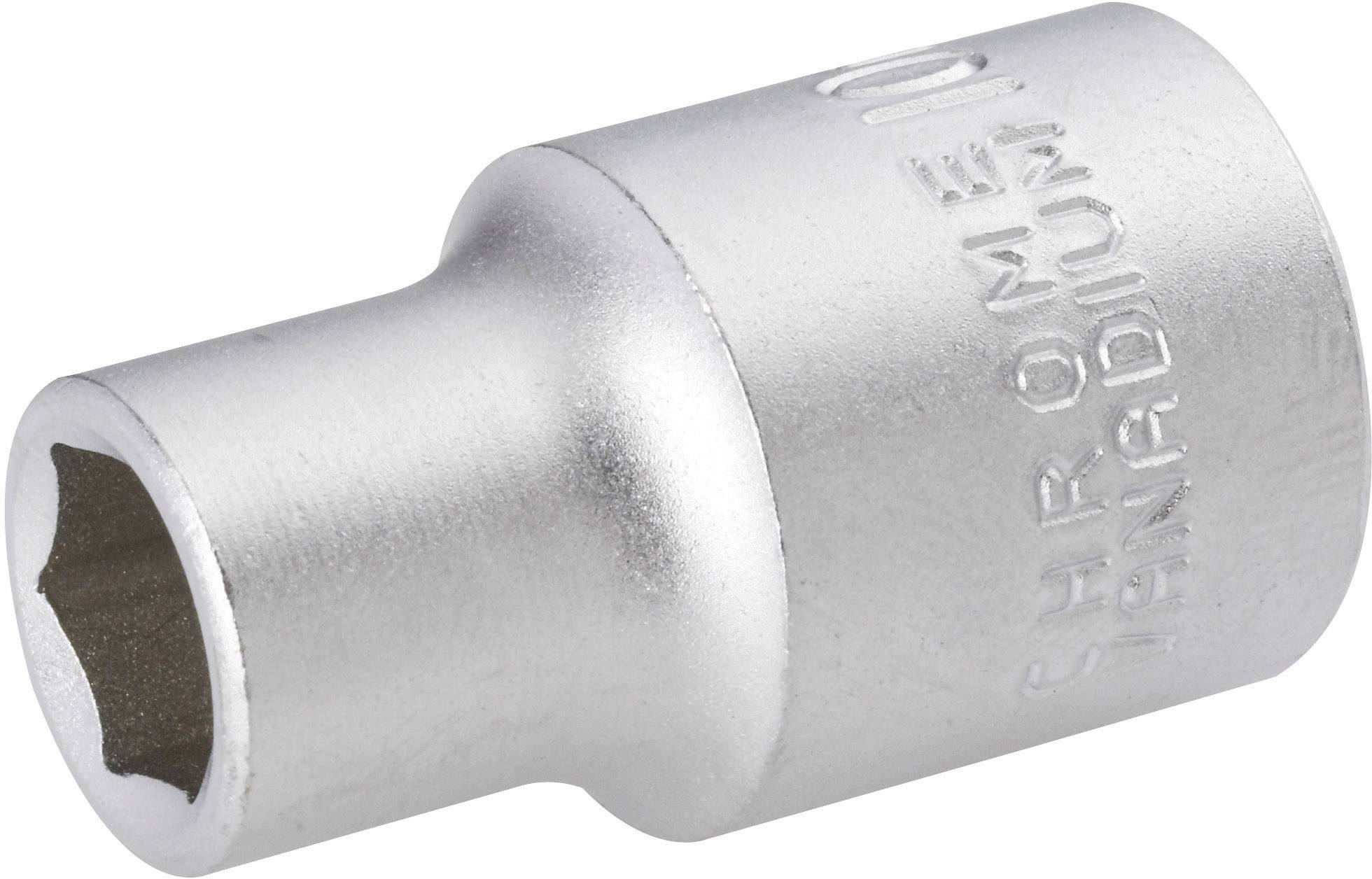 Eine silberne Stecknuss mit der Aufschrift 'CHROME VANADIUM 10', die für Werkzeuge zur Befestigung von Muttern oder Schrauben verwendet wird.