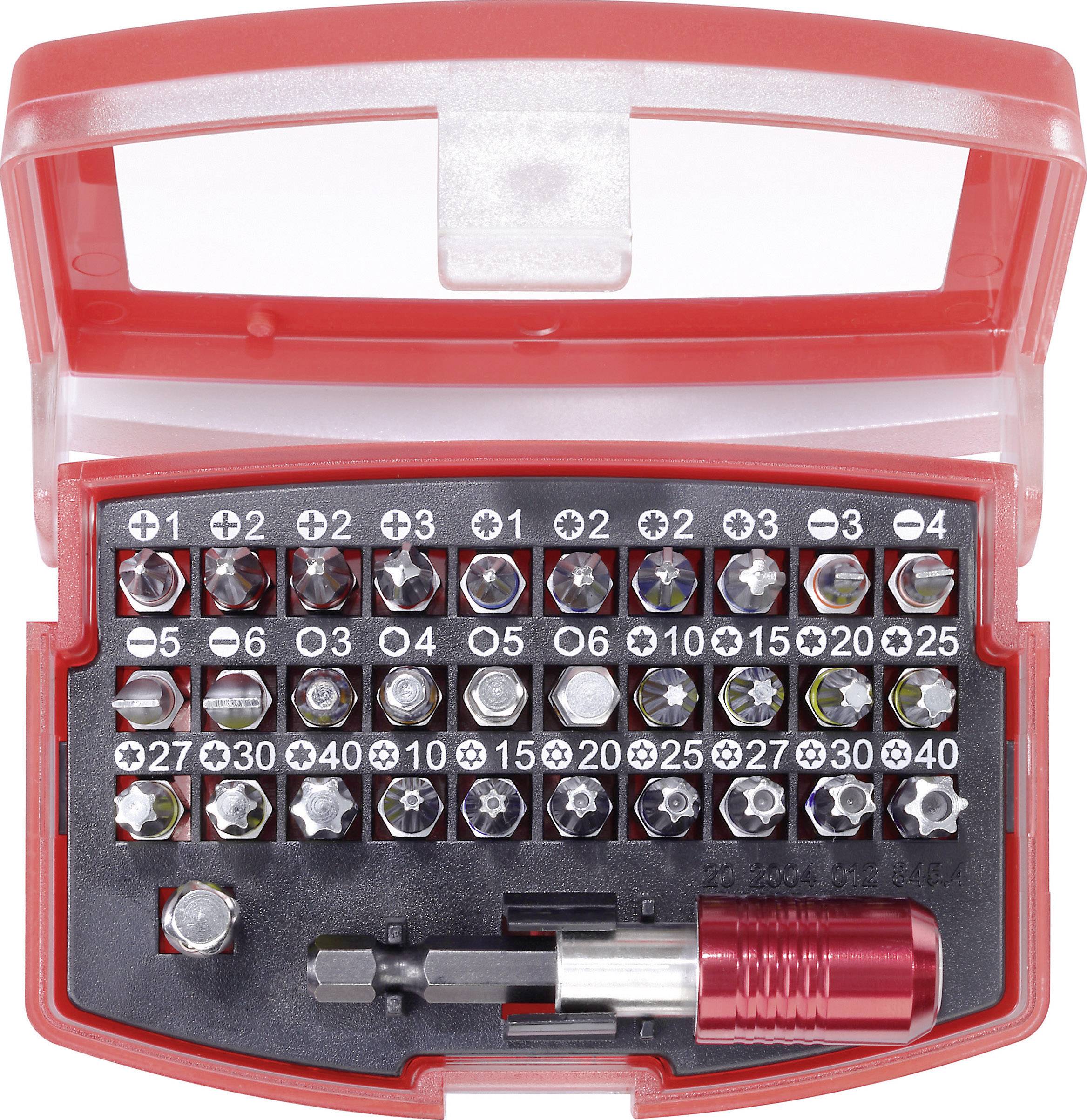 TOOLCRAFT 820873 Bit-Set 32teilig Schlitz, Kreuzschlitz Phillips, Kreuzschlitz Pozidriv, Innen-Sechskant, T-Profil, T-Profil mit