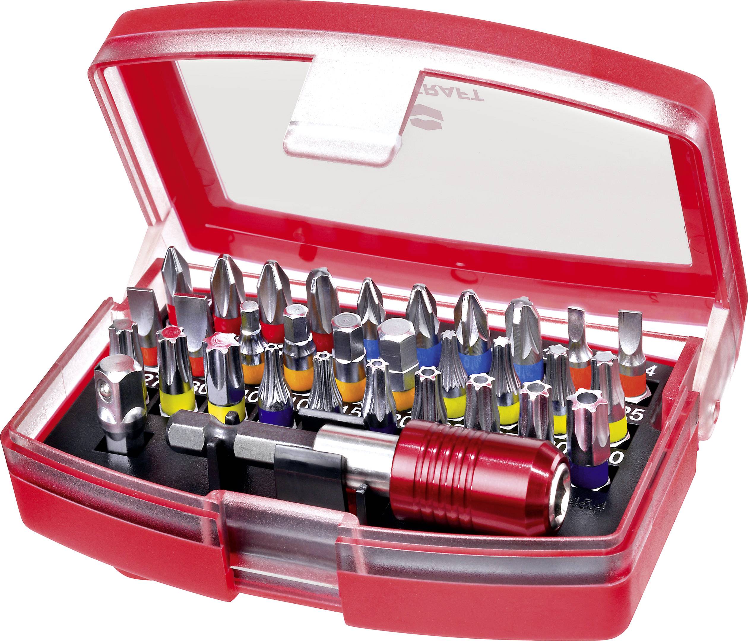 TOOLCRAFT 820873 Bit-Set 32teilig Schlitz, Kreuzschlitz Phillips, Kreuzschlitz Pozidriv, Innen-Sechskant, T-Profil, T-Profil mit