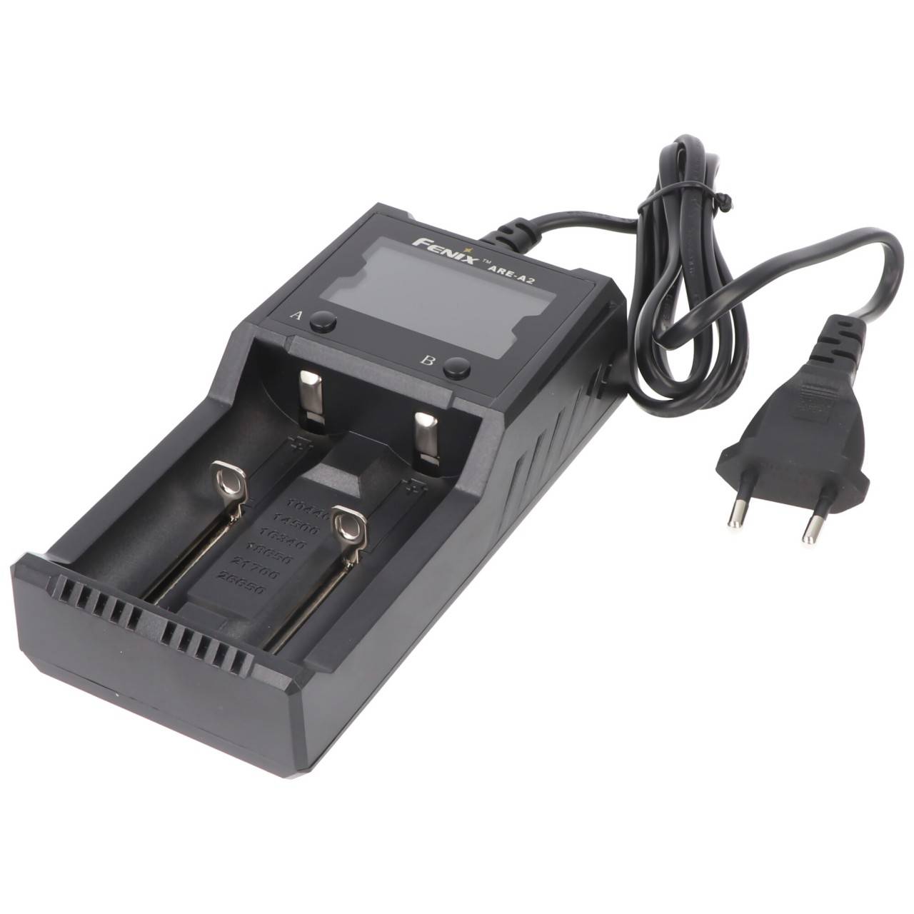 Fenix ARE-A2 Ladegerät für jeweils zwei Stück 10440, 14500, 16340, 18650, 26650, 21700 Akkus