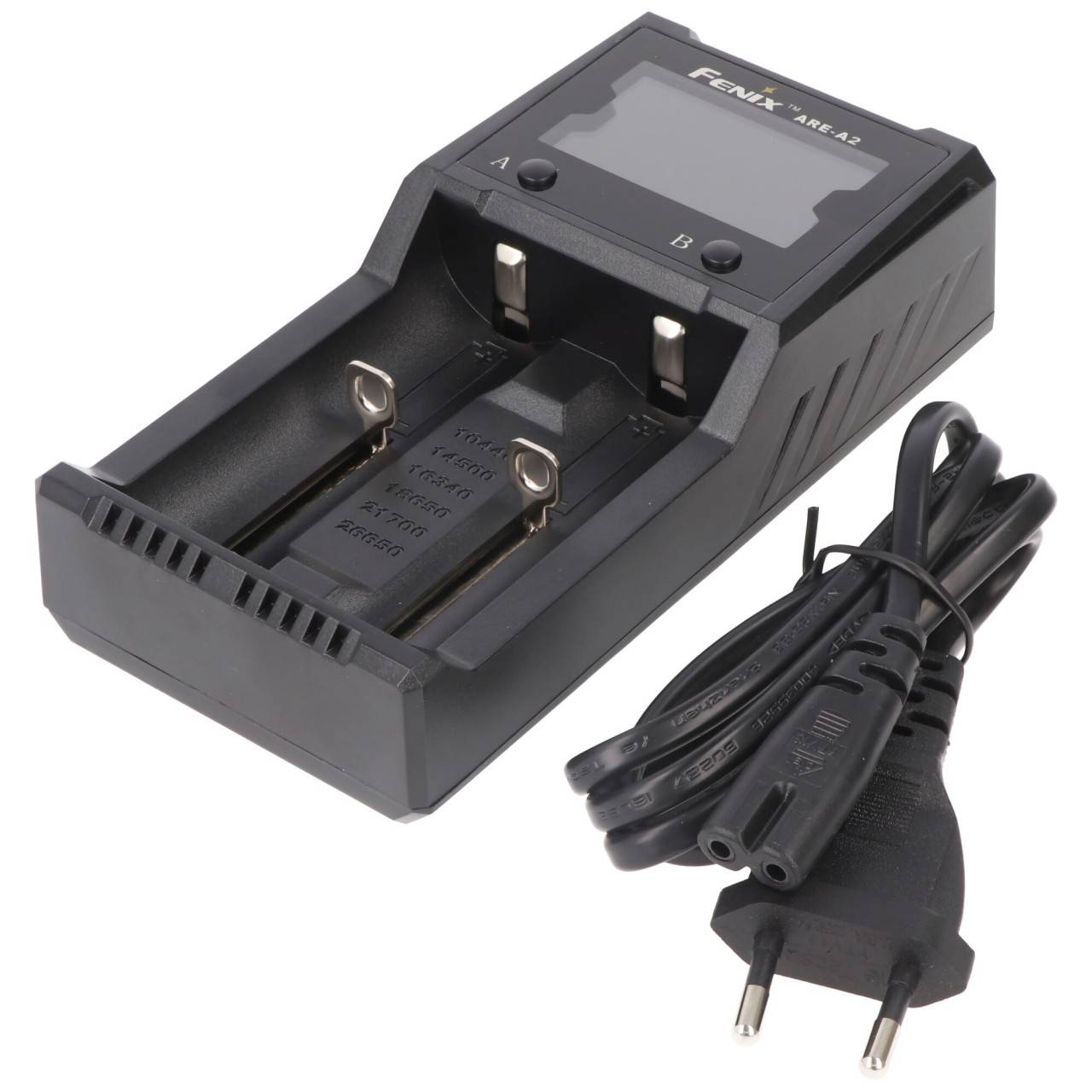 Fenix ARE-A2 Ladegerät für jeweils zwei Stück 10440, 14500, 16340, 18650, 26650, 21700 Akkus