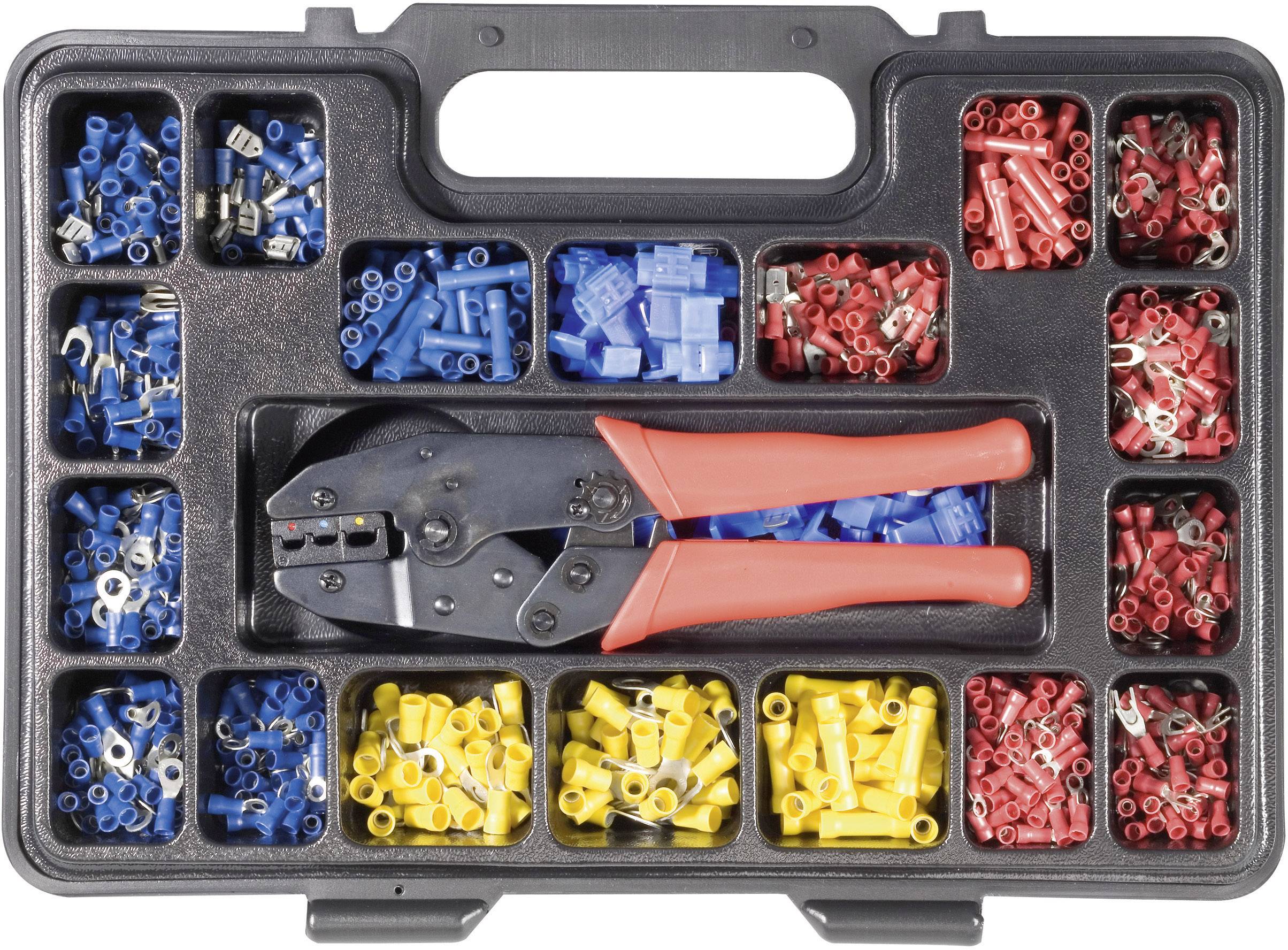 TOOLCRAFT PZ-504 820927 Crimpzangen-Set 1004teilig Koaxial-Steckverbinder, Unisolierte Quetschverbinder, Isolierte