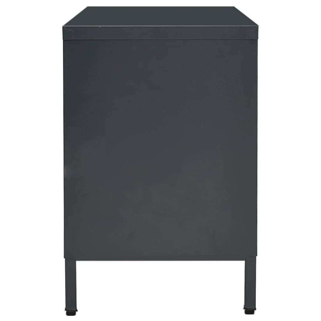 vidaXL TV-Schrank Anthrazit 105x35x52 cm Stahl und Glas
