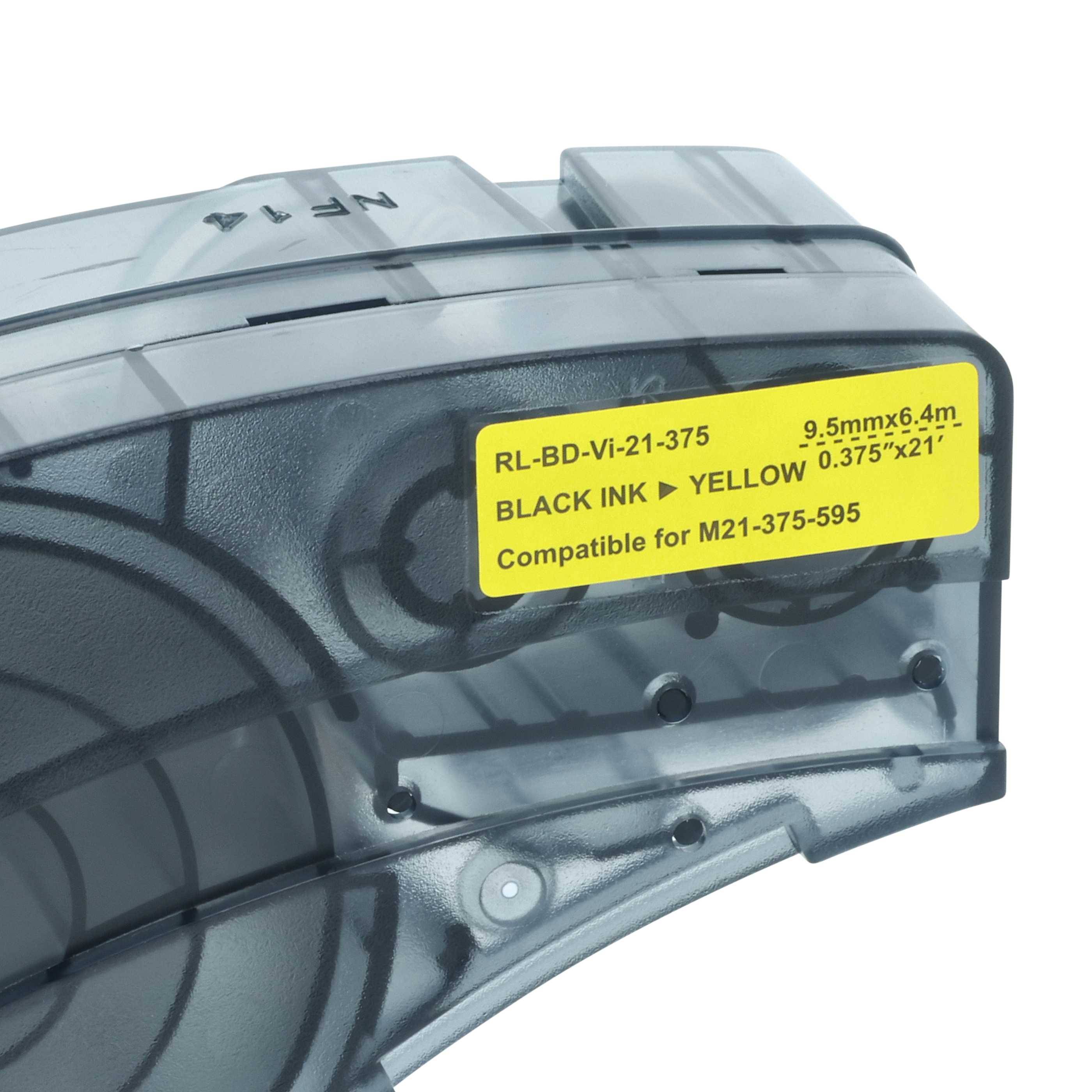 vhbw 5x Schriftband-Kassette kompatibel mit Brady BMP21-LAB, BMP21-PLUS, BMP21 Etiketten-Drucker 6,4m x 9,53mm Schwarz