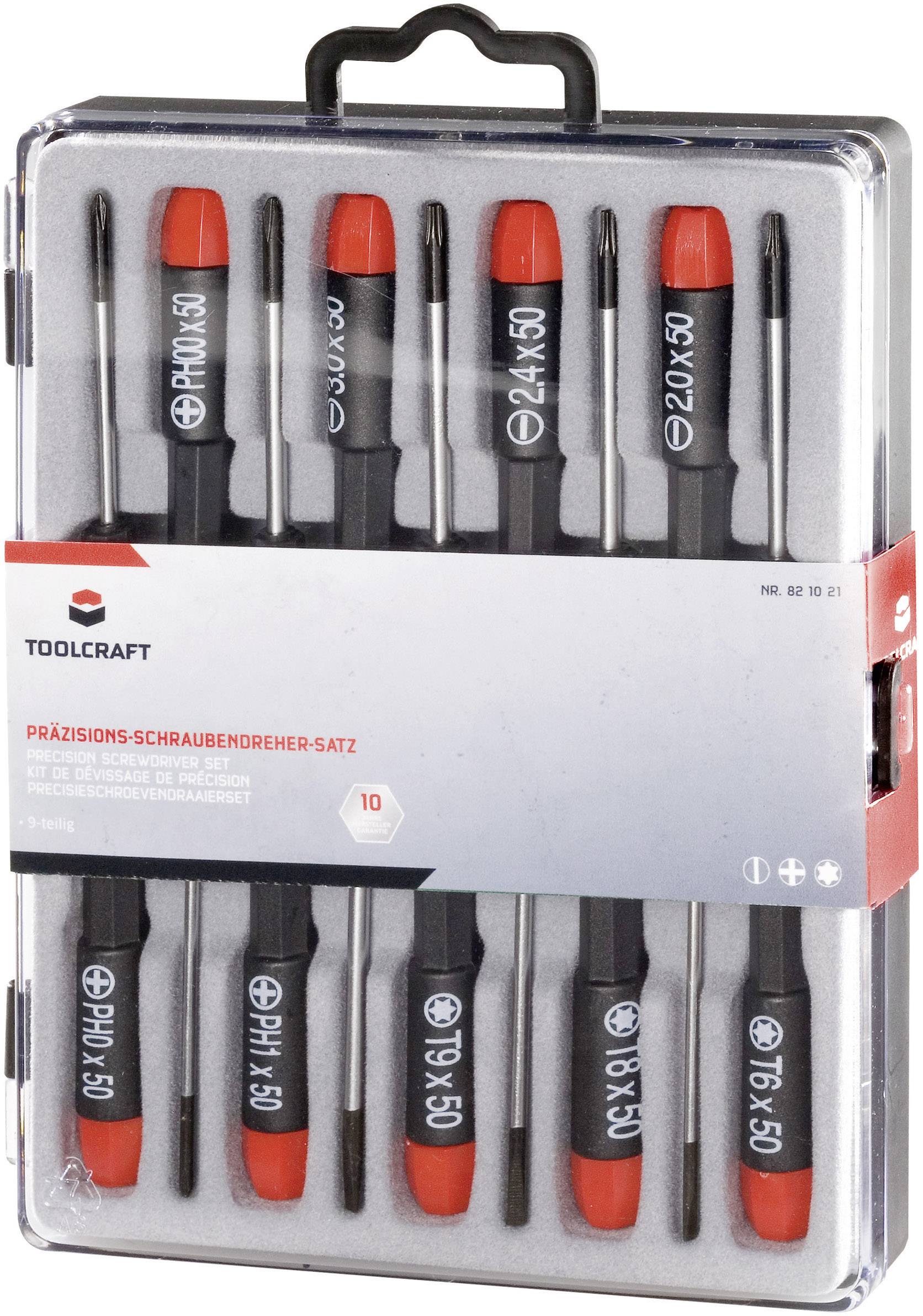 TOOLCRAFT Elektronik- u. Feinmechanik Schraubendreher-Set 9teilig Schlitz, Kreuzschlitz Phillips, T-Profil