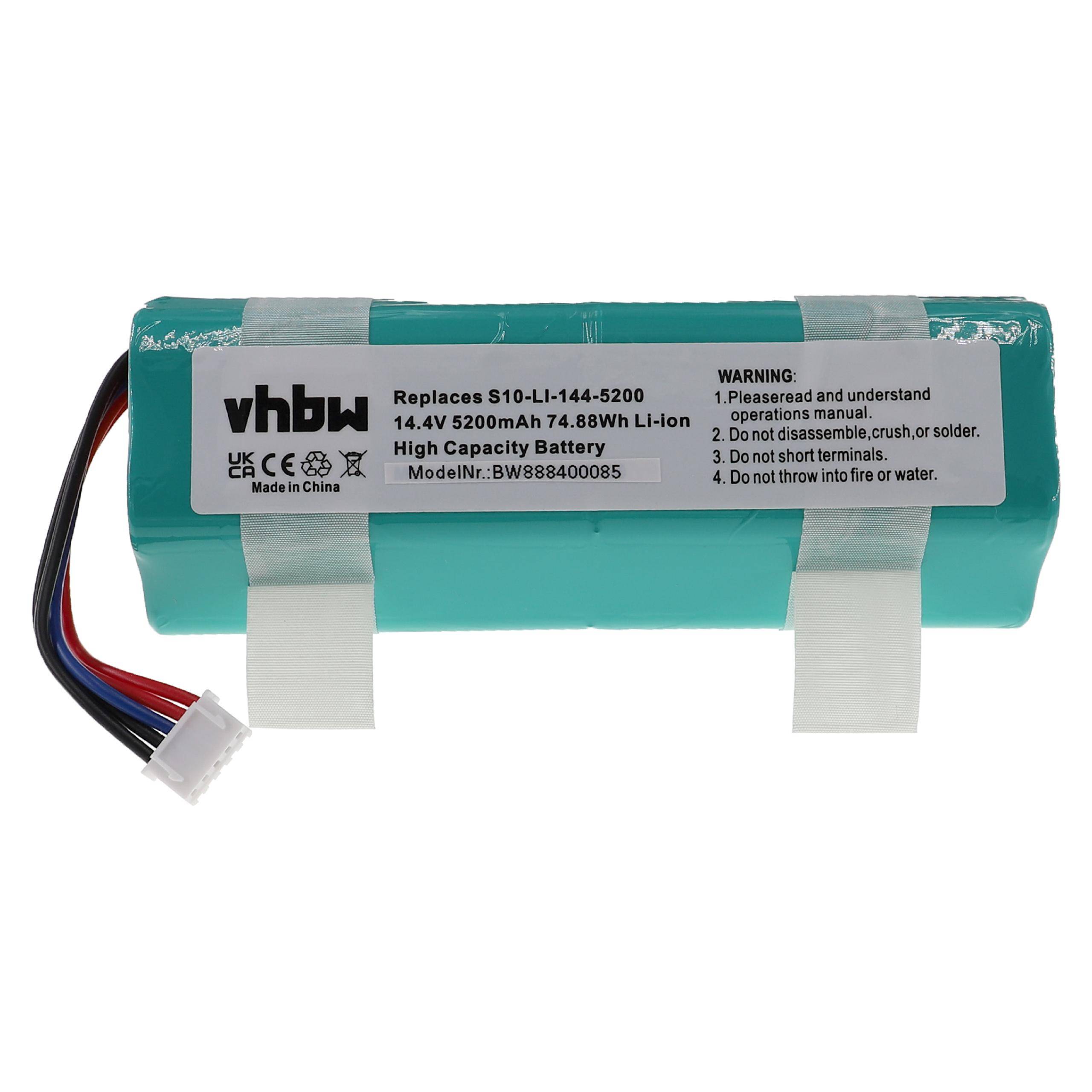 vhbw Akku kompatibel mit Ecovacs T20 OMNI, T20e OMNI, T30S COMBO Saugroboter türkis (5200 mAh, 14,4 V, Li-Ion)