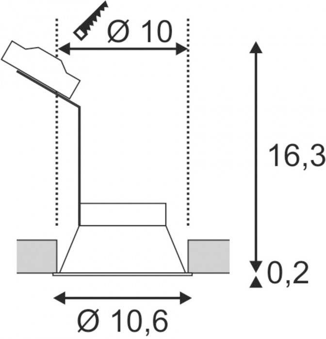SLV 113140 Horn-T Einbauleuchte LED GU10 50W Schwarz (matt)
