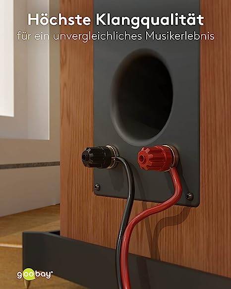 Goobay 15022 Lautsprecherkabel 2x 0,75mm² CCA Litze / Audiokabel Boxenkabel / Subwoofer Kabel / Rot Schwarz / 100m