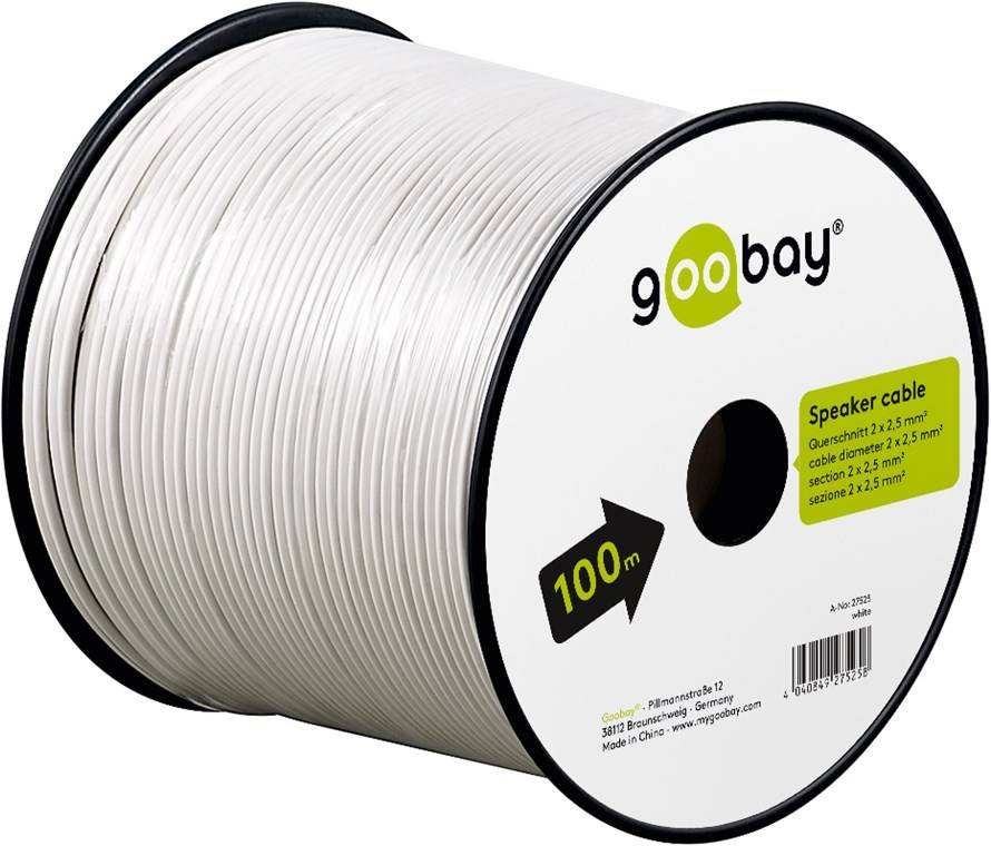 goobay Lautsprecherkabel CCa2 x 2,5 mm weiß 100 m Spule