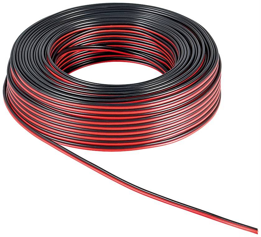 goobay Lautsprecherkabel CU 2 x 1,5 mm rot/schwarz 50 m Rolle