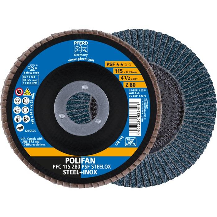 PFERD TOOLS 67764125 Z Psf Steelox Fächerschleifscheibe Durchmesser 125mm Bohrungs-Ø 22.23mm Körnung (num) 40 10St.