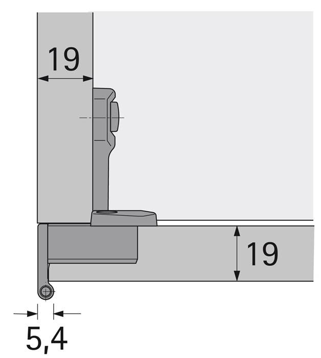 Grundscharnier Selekta Pro 2000 vorliegend,halb vorliegend Auflage 15mm vern.