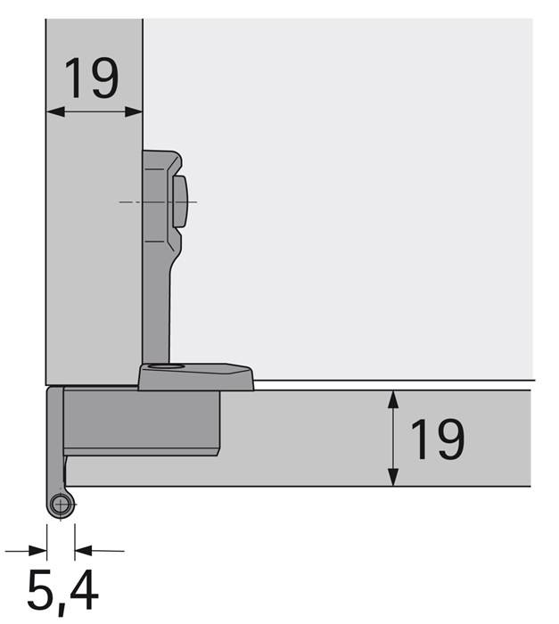 Grundscharnier Selekta Pro 2000 vorliegend,halb vorliegend Auflage 16mm vern.