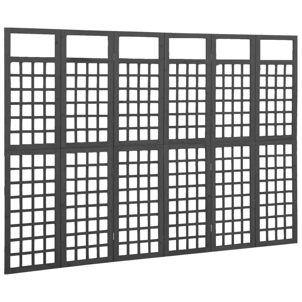 vidaXL Spalier/Paravent 6-teilig Massivholz Tanne Schwarz 242,5x180 cm