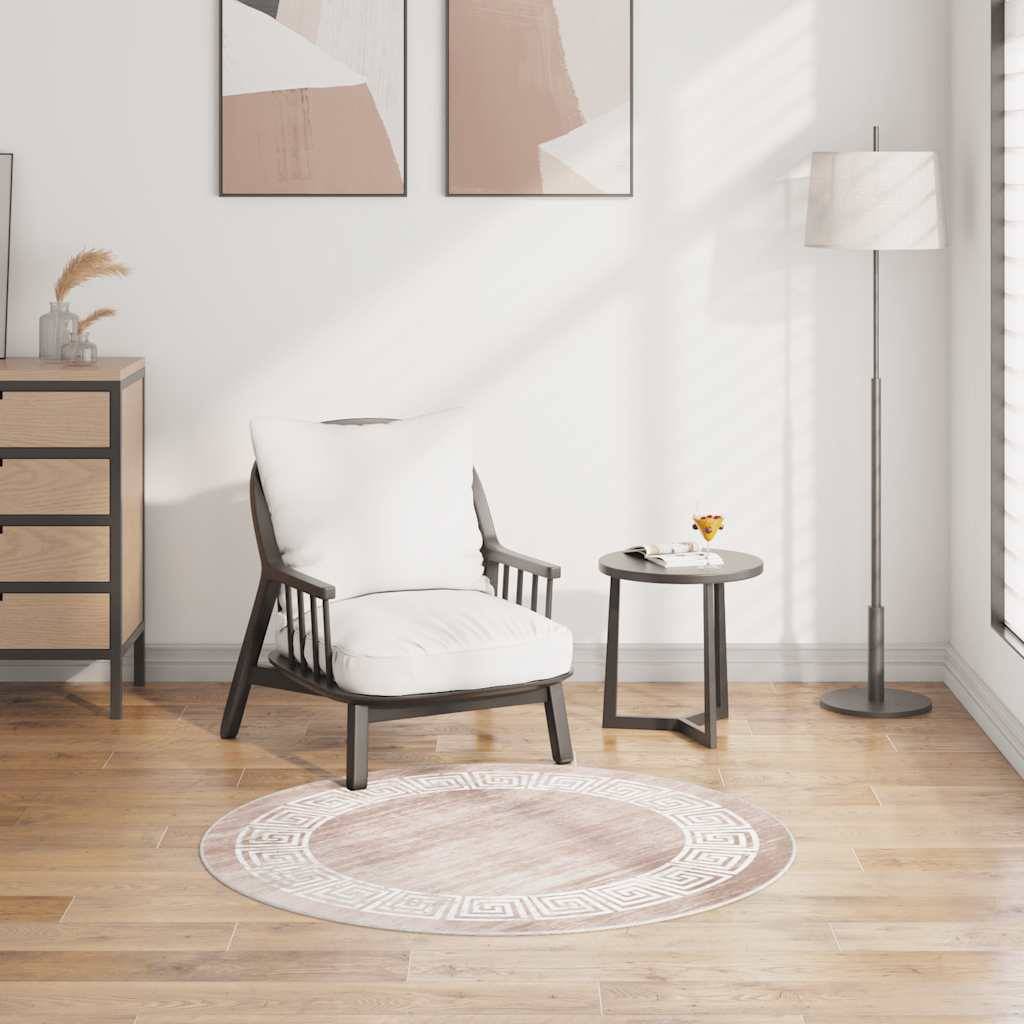 vidaXL Teppich Waschbar 120 cm Beige Rutschfest