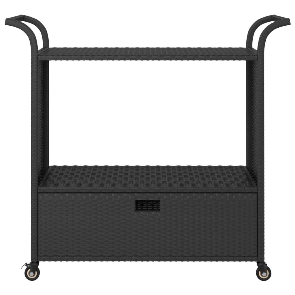 vidaXL Barwagen mit Schublade Schwarz 100x45x97 cm Poly Rattan