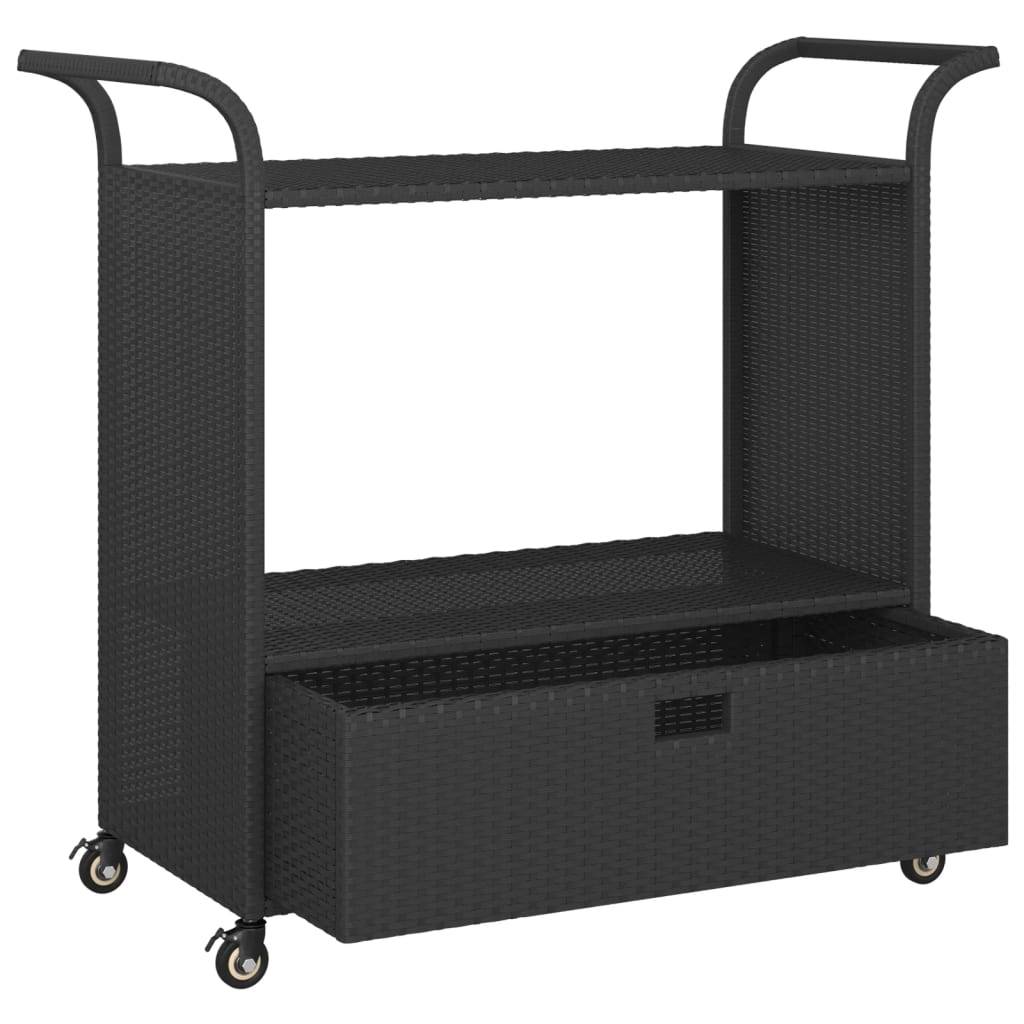 vidaXL Barwagen mit Schublade Schwarz 100x45x97 cm Poly Rattan