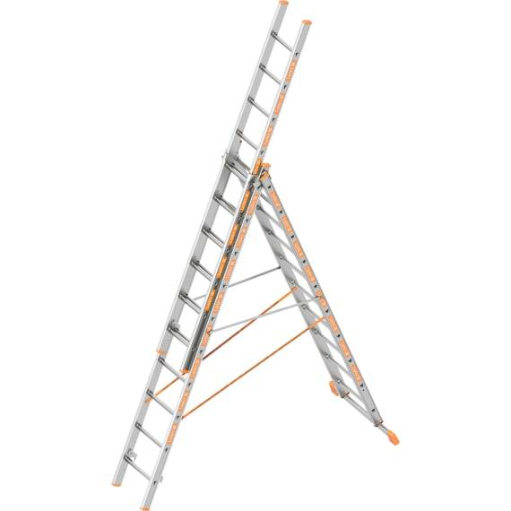 Layher Allzweckleiter Topic 1040, 3 x 10 Sprossen, Länge 3,0 m