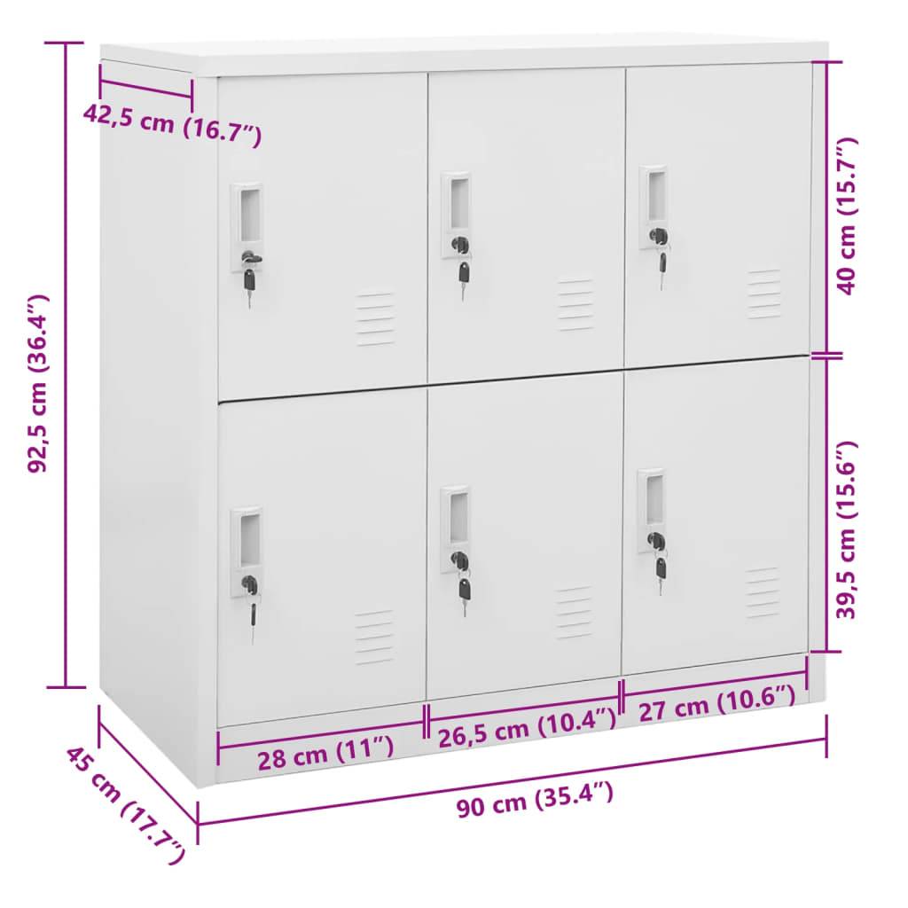 vidaXL Schließfachschrank Hellgrau 90x45x92,5 cm Stahl