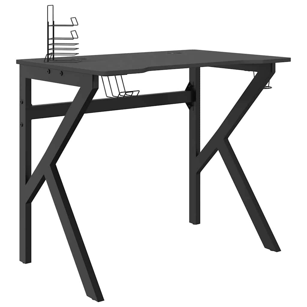 vidaXL Gaming-Schreibtisch mit K-Gestell Schwarz 90x60x75 cm