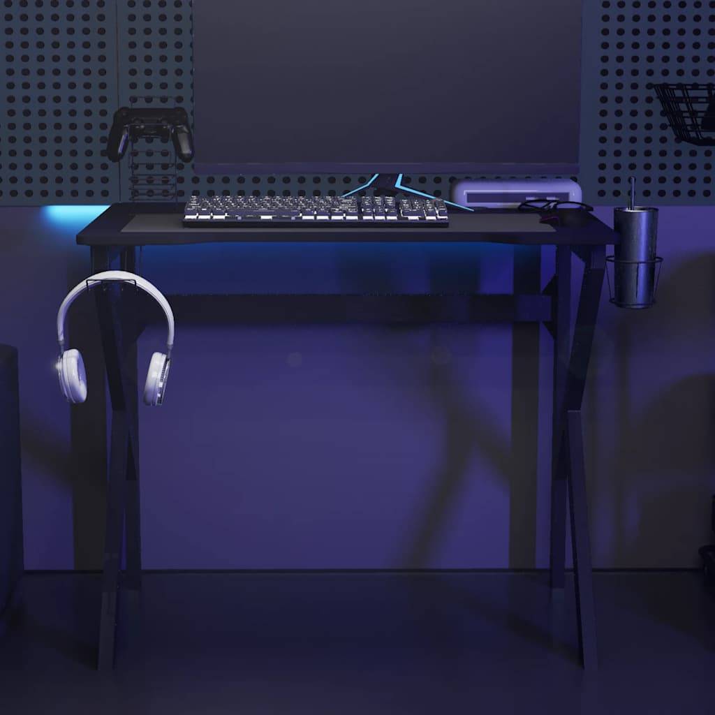 vidaXL Gaming-Schreibtisch mit K-Gestell Schwarz 90x60x75 cm