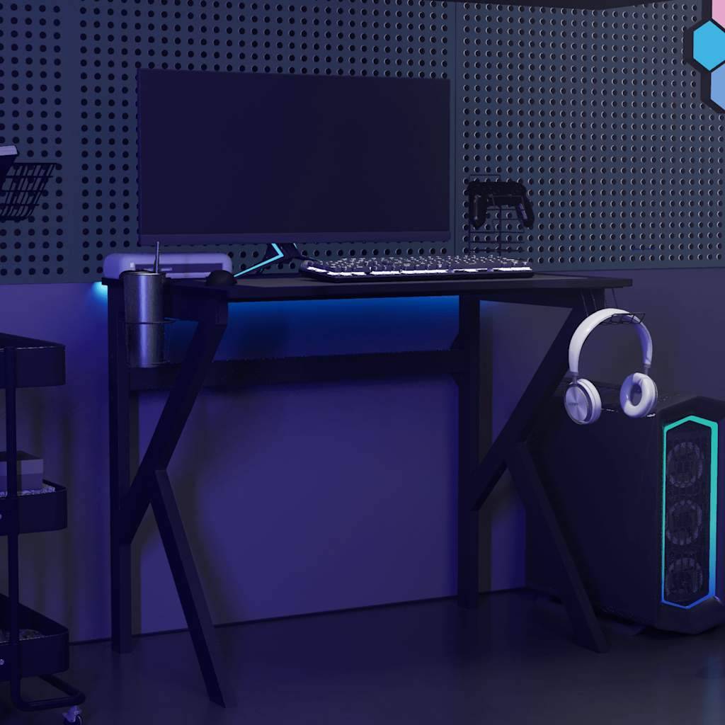 vidaXL Gaming-Schreibtisch mit K-Gestell Schwarz 90x60x75 cm