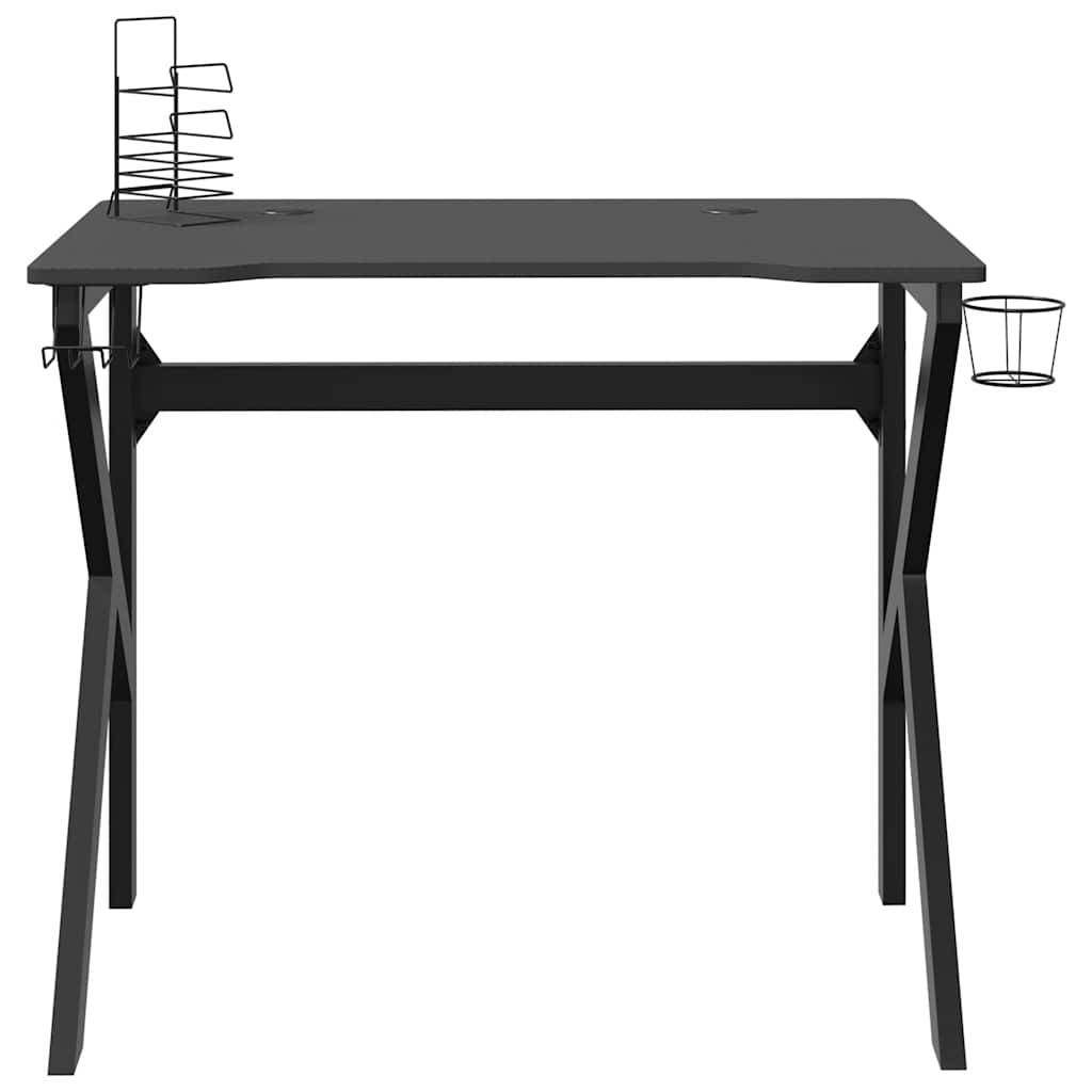 vidaXL Gaming-Schreibtisch mit K-Gestell Schwarz 90x60x75 cm