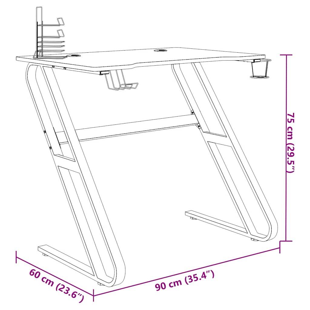 vidaXL Gaming-Schreibtisch mit ZZ-Gestell Schwarz und Rot 90x60x75 cm