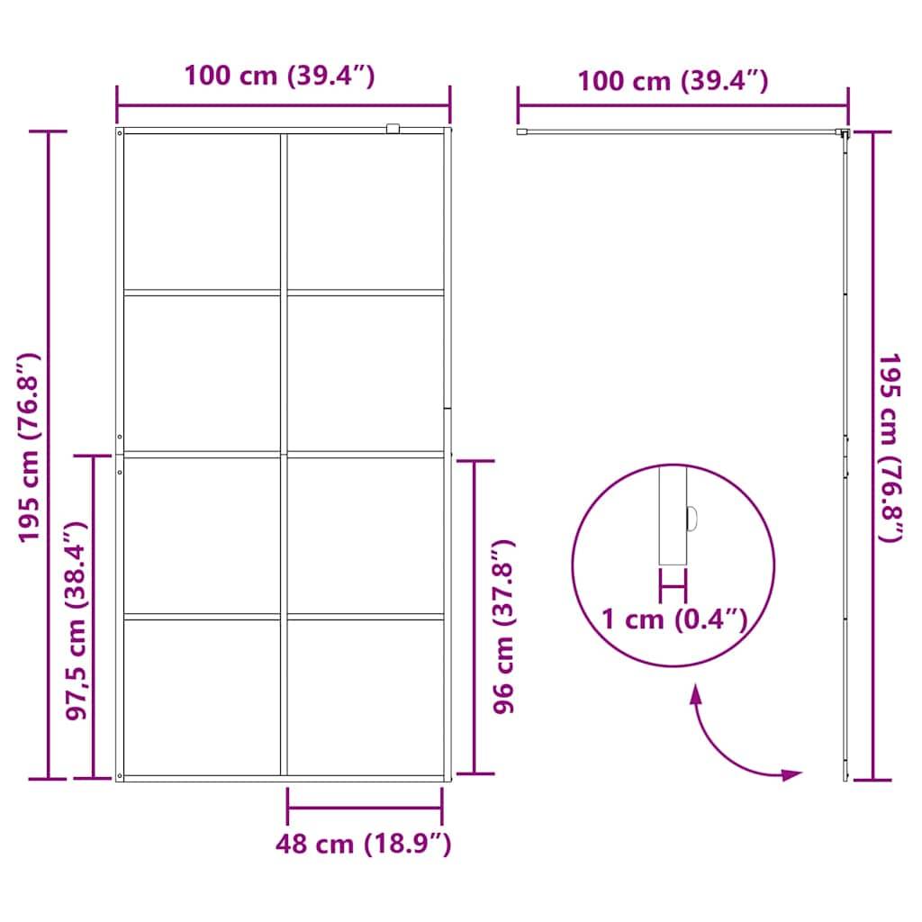 vidaXL Duschwand für Begehbare Dusche mit Klarem ESG Glas 100x195 cm