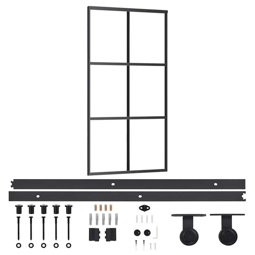 vidaXL Schiebetür mit Beschlag ESG-Glas & Aluminium 102x205 cm
