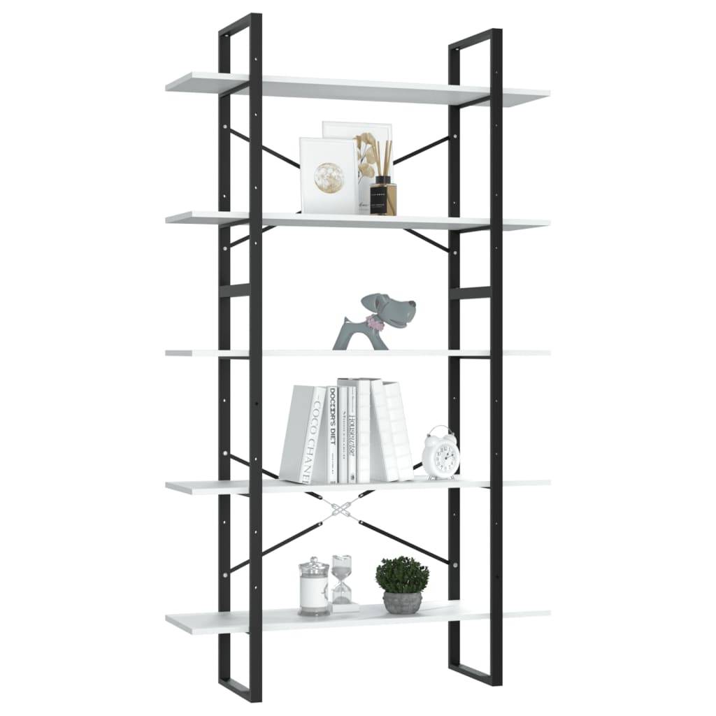 vidaXL Bücherregal 5 Fächer Weiß 100x30x175 cm Holzwerkstoff
