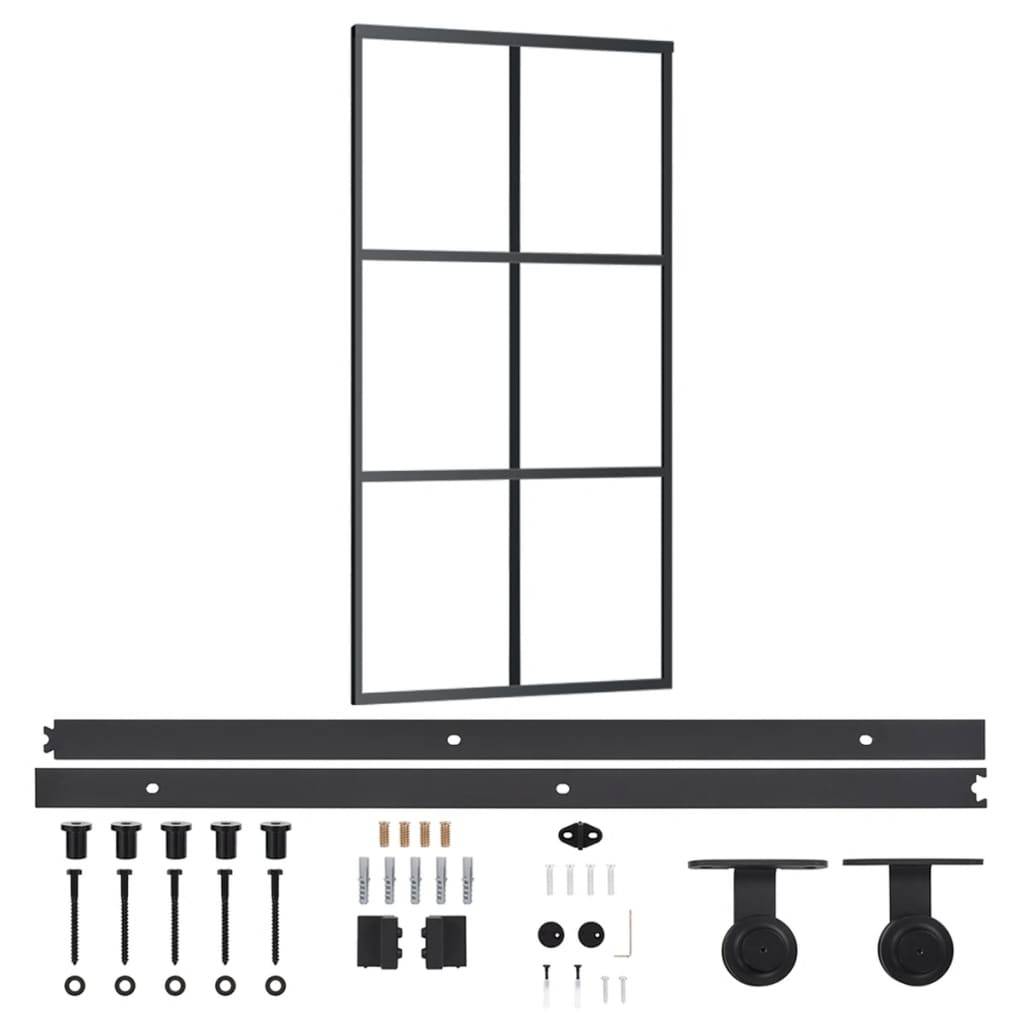 vidaXL Schiebetür mit Beschlag ESG-Glas & Aluminium 102x205 cm